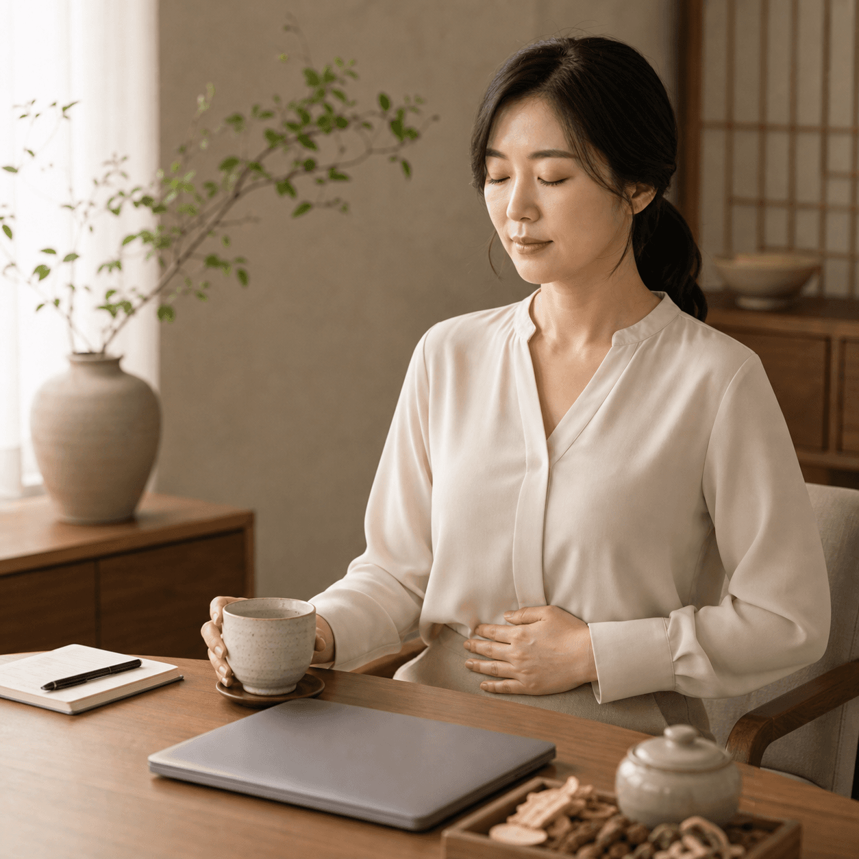 스트레스성 소화불량과 자율신경 위장장애로 상담받는 환자의 진료 이미지