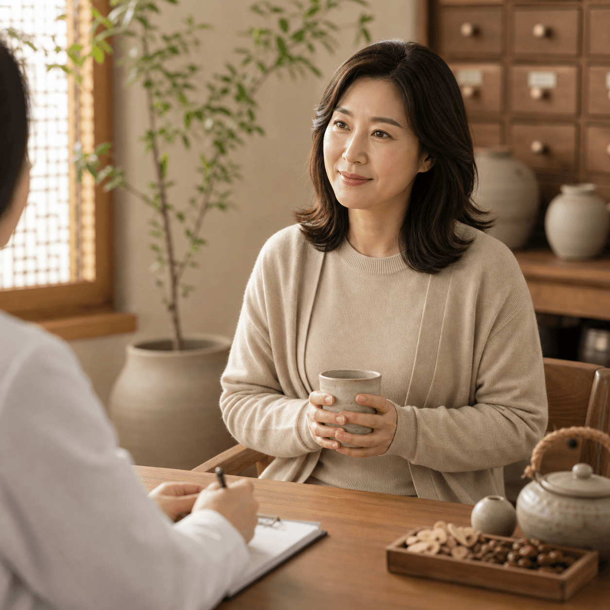만성 설사와 장 예민함으로 상담받는 환자의 소화기 진료 이미지